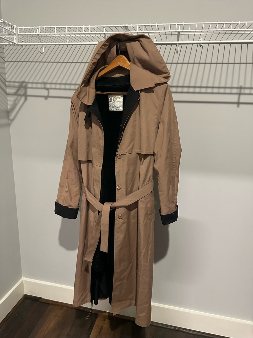 London Fog Taupe Trench Coat with Hood